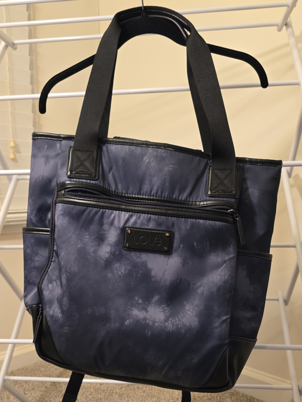 Lole Navy Tie-Dye Effect Tote with Black Straps